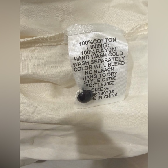 Umgee Cream Tiered V-Neck Dress with Navy Crotchet Trim - Picture 6 of 6